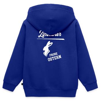 Zimmerer Frohe Ostern Ostergeschenk Zimmerei - Kinder Premium Organic Zip Hoodie - Royalblau - Hinten - AI Model Kid Male (0cm)