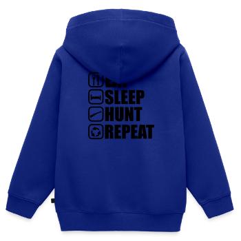 EAT SLEEP HUNT,Jäger, Reh, Tier, Wald, Wild, jagen - Kinder Premium Organic Zip Hoodie - Royalblau - Hinten - AI Model Kid Male (0cm)
