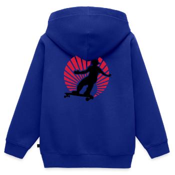 longboard - Sweat Premium à capuche zippé enfant bio - bleu roi - Dos - AI Model Kid Male (0cm)