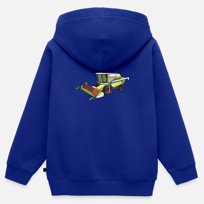 Moissonneuse-batteuse Agricole Ferme - Sweat Premium à capuche zippé enfant bio - bleu roi