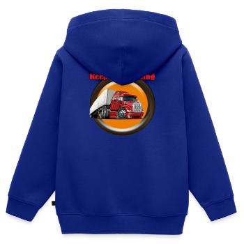 "Keep on trucking" - Das Geschenk für den Trucker - Kinder Premium Organic Zip Hoodie - Royalblau - Hinten - AI Model Kid Male (0cm)
