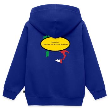 Schön hier. Aber waren sie schon mal in Italien? - Kinder Premium Organic Zip Hoodie - Royalblau - Hinten - AI Model Kid Male (0cm)