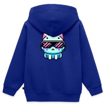 Cyber chat - Sweat Premium à capuche zippé enfant bio - bleu roi - Dos - AI Model Kid Male (0cm)