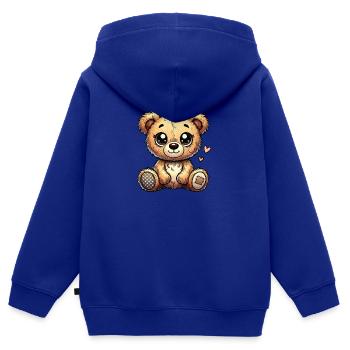 Teddybär - Kinder Premium Organic Zip Hoodie - Royalblau - Hinten - AI Model Kid Male (0cm)