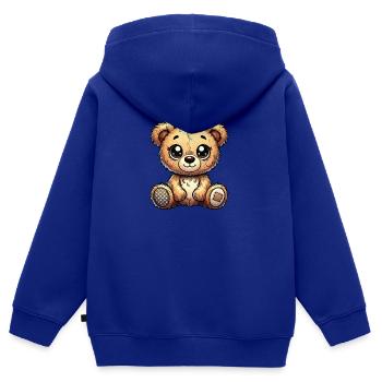 Teddybär - Kinder Premium Organic Zip Hoodie - Royalblau - Hinten - AI Model Kid Male (0cm)