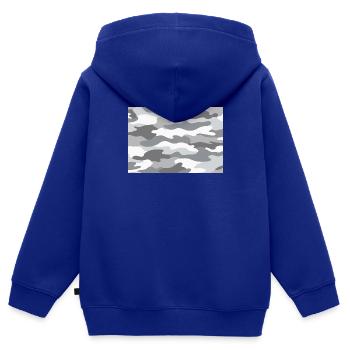 Schnee Camo - Kinder Premium Organic Zip Hoodie - Royalblau - Hinten - AI Model Kid Male (0cm)