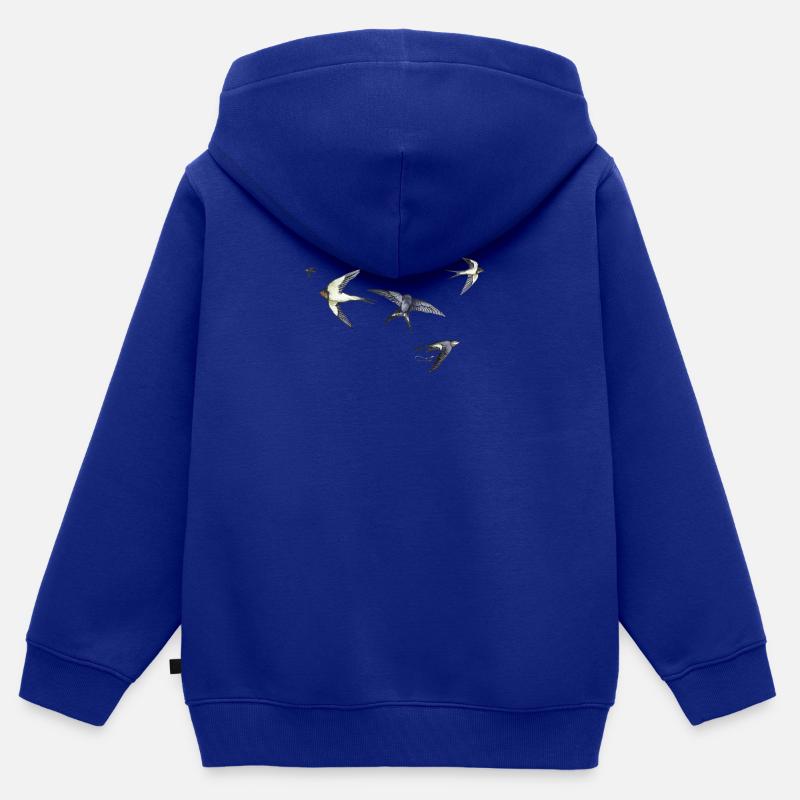 Hirondelles rustiques - Sweat Premium à capuche zippé enfant bio - bleu roi