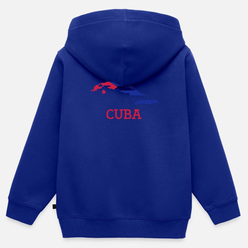 cuba - Sweat Premium à capuche zippé enfant bio - bleu roi