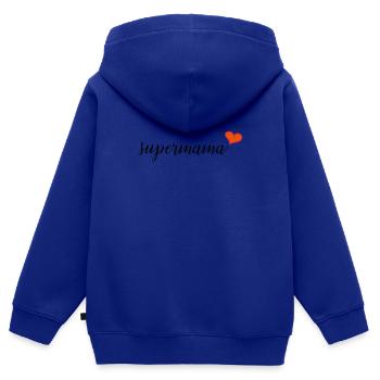 Super maman - Sweat Premium à capuche zippé enfant bio - bleu roi - Dos - AI Model Kid Male (0cm)