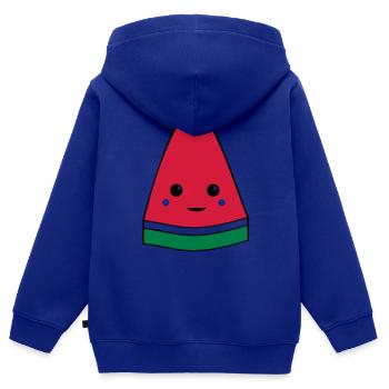 Melone - Kinder Premium Organic Zip Hoodie - Royalblau - Hinten - AI Model Kid Male (0cm)