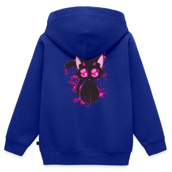 Black Devil Kitty in Pink - Kinder Premium Organic Zip Hoodie - Royalblau - Hinten - AI Model Kid Male (0cm)