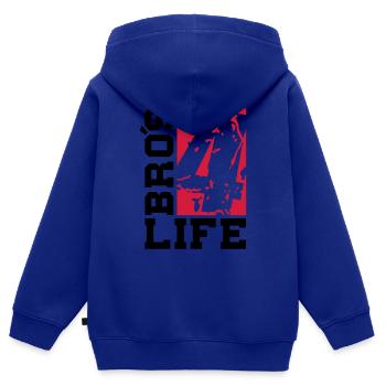 bros_4_life_cv2 - Sweat Premium à capuche zippé enfant bio - bleu roi - Dos - AI Model Kid Male (0cm)