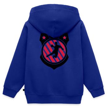 Insigne de Handball - Sweat Premium à capuche zippé enfant bio - bleu roi - Dos - AI Model Kid Male (0cm)