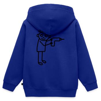 Handwerker mit Bohrmaschine - Kinder Premium Organic Zip Hoodie - Royalblau - Hinten - AI Model Kid Male (0cm)