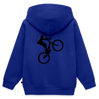 Biking - Trial - Kinder Premium Organic Zip Hoodie - Royalblau - Hinten - AI Model Kid Male (0cm)