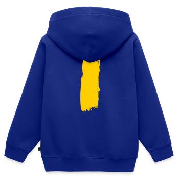 Ligne jaune - T-shirt croisement zèbre - Sweat Premium à capuche zippé enfant bio - bleu roi - Dos - AI Model Kid Male (0cm)