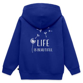 Pusteblume life is beautiful weiss - Kinder Premium Organic Zip Hoodie - Royalblau - Hinten - AI Model Kid Male (0cm)
