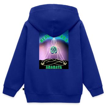Herzchakra Anahata - Kinder Premium Organic Zip Hoodie - Royalblau - Hinten - AI Model Kid Male (0cm)