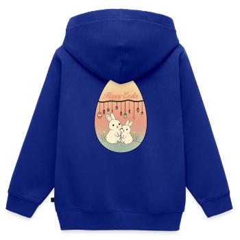 Hase - Kinder Premium Organic Zip Hoodie - Royalblau - Hinten - AI Model Kid Male (0cm)