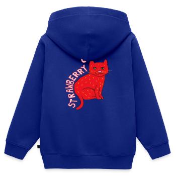 Strawberry cat fruity feline - Kids Premium Organic Zip-up Hoodie - royal blue - Back - AI Model Kid Male (0cm)