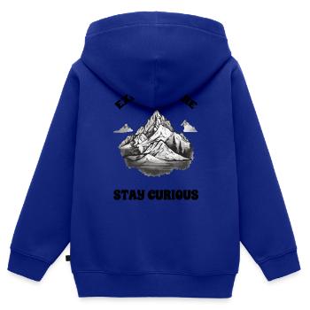 Entdecken Sie mehr, seien Sie neugierig - Kinder Premium Organic Zip Hoodie - Royalblau - Hinten - AI Model Kid Male (0cm)
