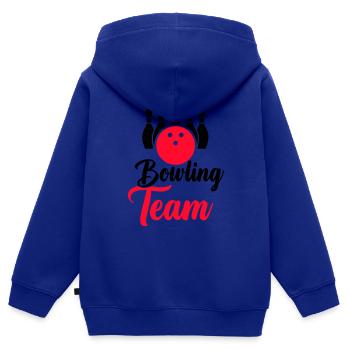 Équipe de bowling - Sweat Premium à capuche zippé enfant bio - bleu roi - Dos - AI Model Kid Male (0cm)