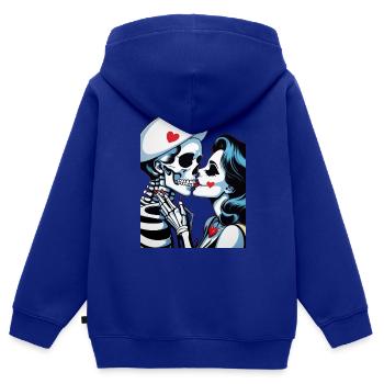 Skelett Paar - Kinder Premium Organic Zip Hoodie - Royalblau - Hinten - AI Model Kid Male (0cm)