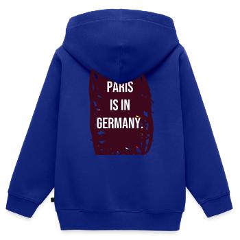 Paris is located in Germany - Kids Premium Organic Zip-up Hoodie - royal blue - Back - AI Model Kid Male (0cm)