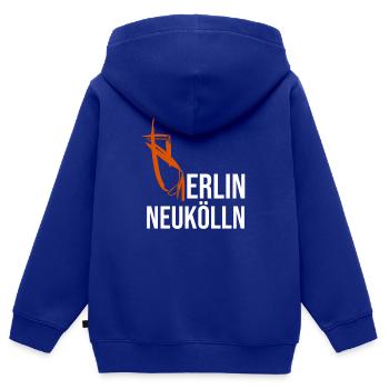 Berlin Neukölln - Kinder Premium Organic Zip Hoodie - Royalblau - Hinten - AI Model Kid Male (0cm)