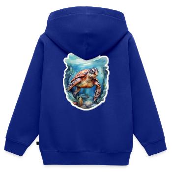 Meers Schildkröte unter Wasser - Kinder Premium Organic Zip Hoodie - Royalblau - Hinten - AI Model Kid Male (0cm)
