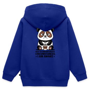 Aufgrund unglücklicher Umstände bin ich wach, Panda - Kinder Premium Organic Zip Hoodie - Royalblau - Hinten - AI Model Kid Male (0cm)