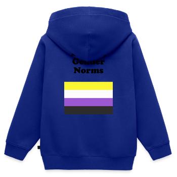 Nicht-binäre Flagge, die sich den Geschlechternormen widersetzt - Kinder Premium Organic Zip Hoodie - Royalblau - Hinten - AI Model Kid Male (0cm)