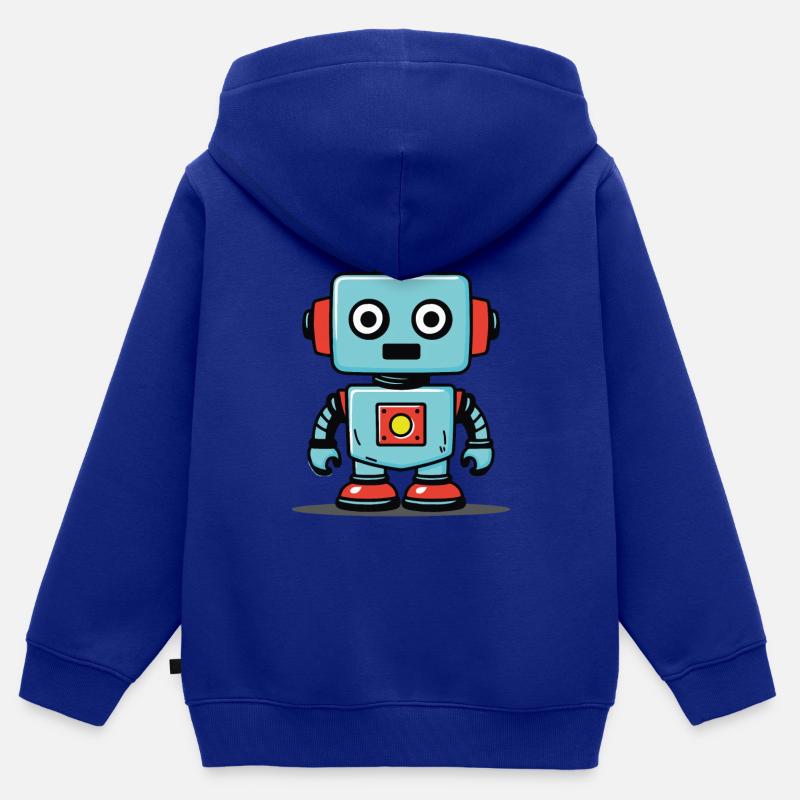 Petit robot - Sweat Premium à capuche zippé enfant bio - bleu roi
