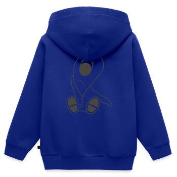 Triste Bébé Alien Sur Fond Transparent - Sweat Premium à capuche zippé enfant bio - bleu roi - Dos - AI Model Kid Male (0cm)