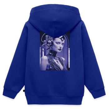CYBORG DIVAMANIA - Kinder Premium Organic Zip Hoodie - Royalblau - Hinten - AI Model Kid Male (0cm)