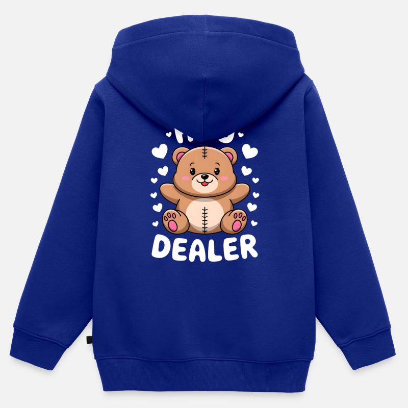 Le croupier de câlins - Sweat Premium à capuche zippé enfant bio - bleu roi