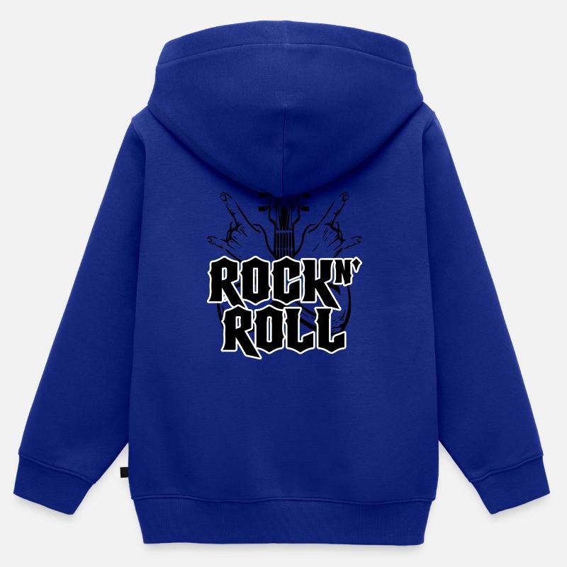 Rock And Roll | Les couleurs peuvent être changées - Sweat Premium à capuche zippé enfant bio - bleu roi