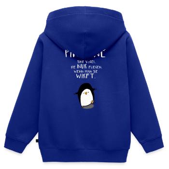 PINGUINE WERFEN - Kinder Premium Organic Zip Hoodie - Royalblau - Hinten - AI Model Kid Male (0cm)