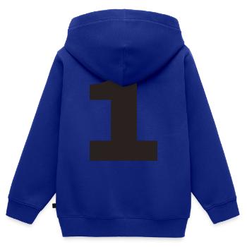 1 - Kinder Premium Organic Zip Hoodie - Royalblau - Hinten - AI Model Kid Male (0cm)