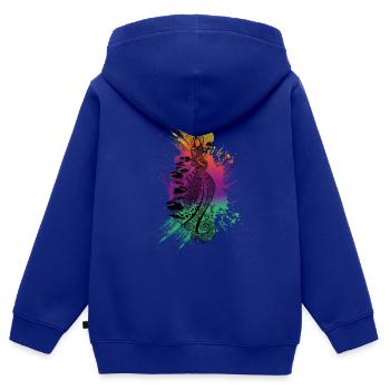 Chaman Lady Black - Sweat Premium à capuche zippé enfant bio - bleu roi - Dos - AI Model Kid Male (0cm)