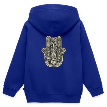 Main de mandala - Sweat Premium à capuche zippé enfant bio - bleu roi - Dos - AI Model Kid Male (0cm)
