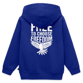 libre de choisir la liberté - Sweat Premium à capuche zippé enfant bio - bleu roi - Dos - AI Model Kid Male (0cm)