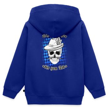 Echter Bayer - Bis zum Tod - Totenkopf - Rauten - Kinder Premium Organic Zip Hoodie - Royalblau - Hinten - AI Model Kid Male (0cm)
