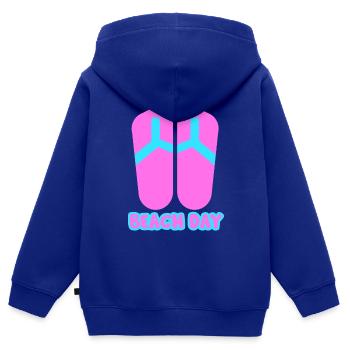Beach Day Flip Flop in rosa/blau - Kinder Premium Organic Zip Hoodie - Royalblau - Hinten - AI Model Kid Male (0cm)