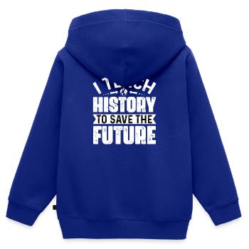 Professeur d’histoire Professeur d’histoire Held - Sweat Premium à capuche zippé enfant bio - bleu roi - Dos - AI Model Kid Male (0cm)