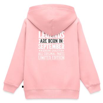 Légendes Septembre Anniversaire Année de construction Célébration - Sweat Premium à capuche zippé enfant bio - rose - Dos - AI Model Kid Female (0cm)