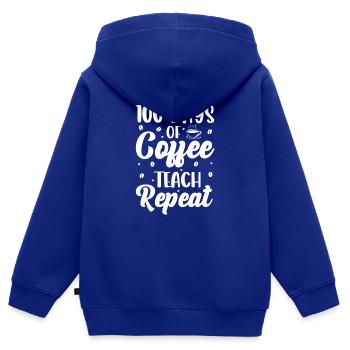 Cours de café pour enseignants 100 jours de cours d’éducateur - Sweat Premium à capuche zippé enfant bio - bleu roi - Dos - AI Model Kid Male (0cm)