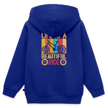Vélo Amour Vélo Vélo Vélo Vélo de route Vélo - Sweat Premium à capuche zippé enfant bio - bleu roi - Dos - AI Model Kid Male (0cm)