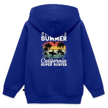 Malibu Surfen Kalifornien Surfer Strand - Kinder Premium Organic Zip Hoodie - Royalblau - Hinten - AI Model Kid Male (0cm)