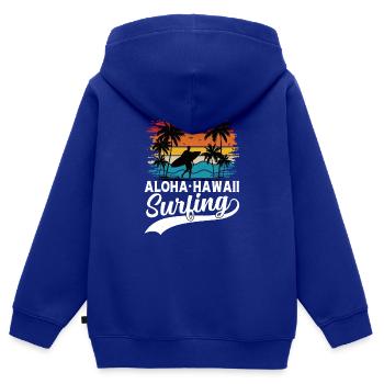 Malibu Surfen Kalifornien Surfer Strand - Kinder Premium Organic Zip Hoodie - Royalblau - Hinten - AI Model Kid Male (0cm)